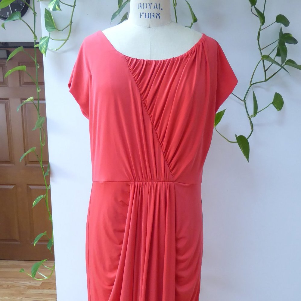 Red Suzi Chin for Maggy Boutique draped cap sleeve dress in size 14